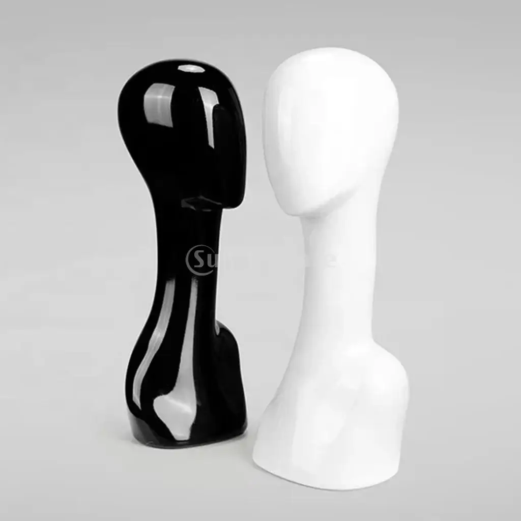 Female Lady Abstract Tall Life-Sized Glossy Manikin Mannequin Head For Merchandise Showcase Free-Standing Wigs Earrings Scarfs