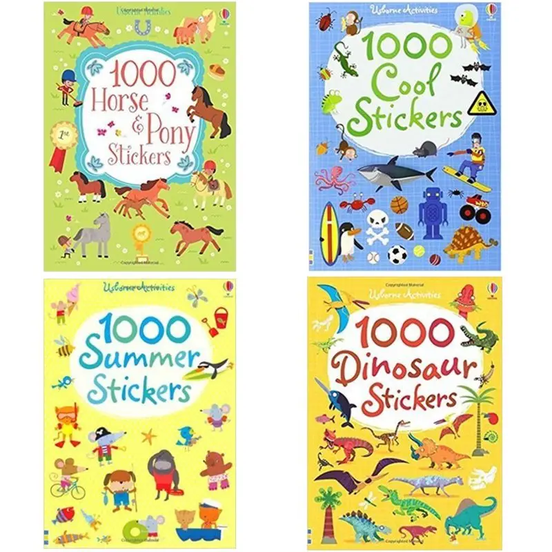 

Children 1000 Reusable Cartoon Stickers/ Kids Baby Animal/Dinosaur/Princess/ Sticker Books For Kindergarden Schools Y51E