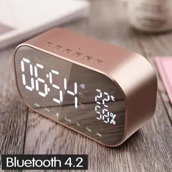 

2020 New YAyusi Dual Units Wireless Bluetooth Speaker LED Display Mirror Alarm Clock With LCD Show