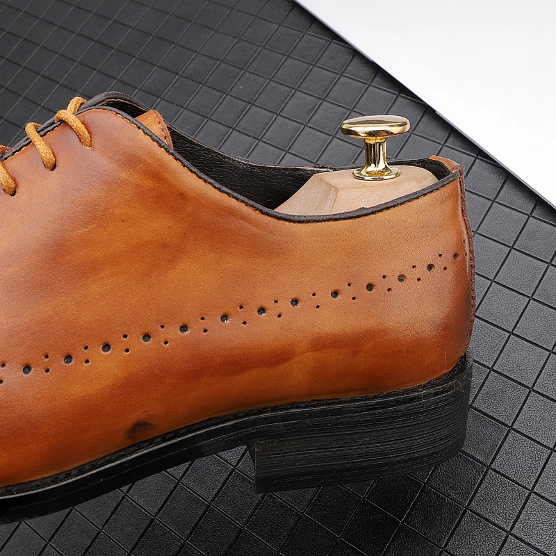 Новинка 2019 года; итальянские дизайнерские винтажные мужские туфли-оксфорды ручной работы; свадебные туфли из натуральной кожи для