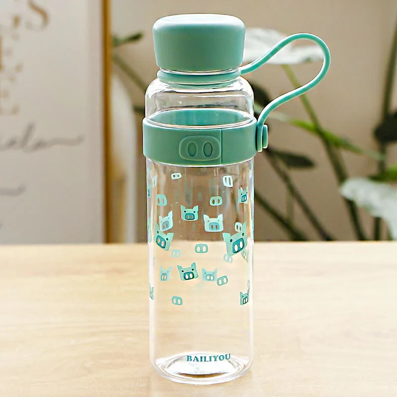Blue Мультяшная Бутылка Для Воды Для Путешествий, Походов, офиса, кемпинга, спорта, дома, пластиковый чайник, Студенческая герметичная портативная бутылка для воды для детей - Цвет: Blue