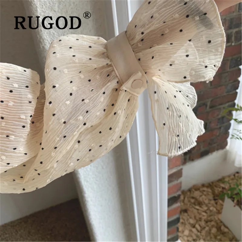RUGOD, корейский стиль, стиль, шикарная блузка с рукавами-колокольчиками, тонкая плиссированная Элегантная блузка, женская рубашка с маленькими пятнами, Женская мода