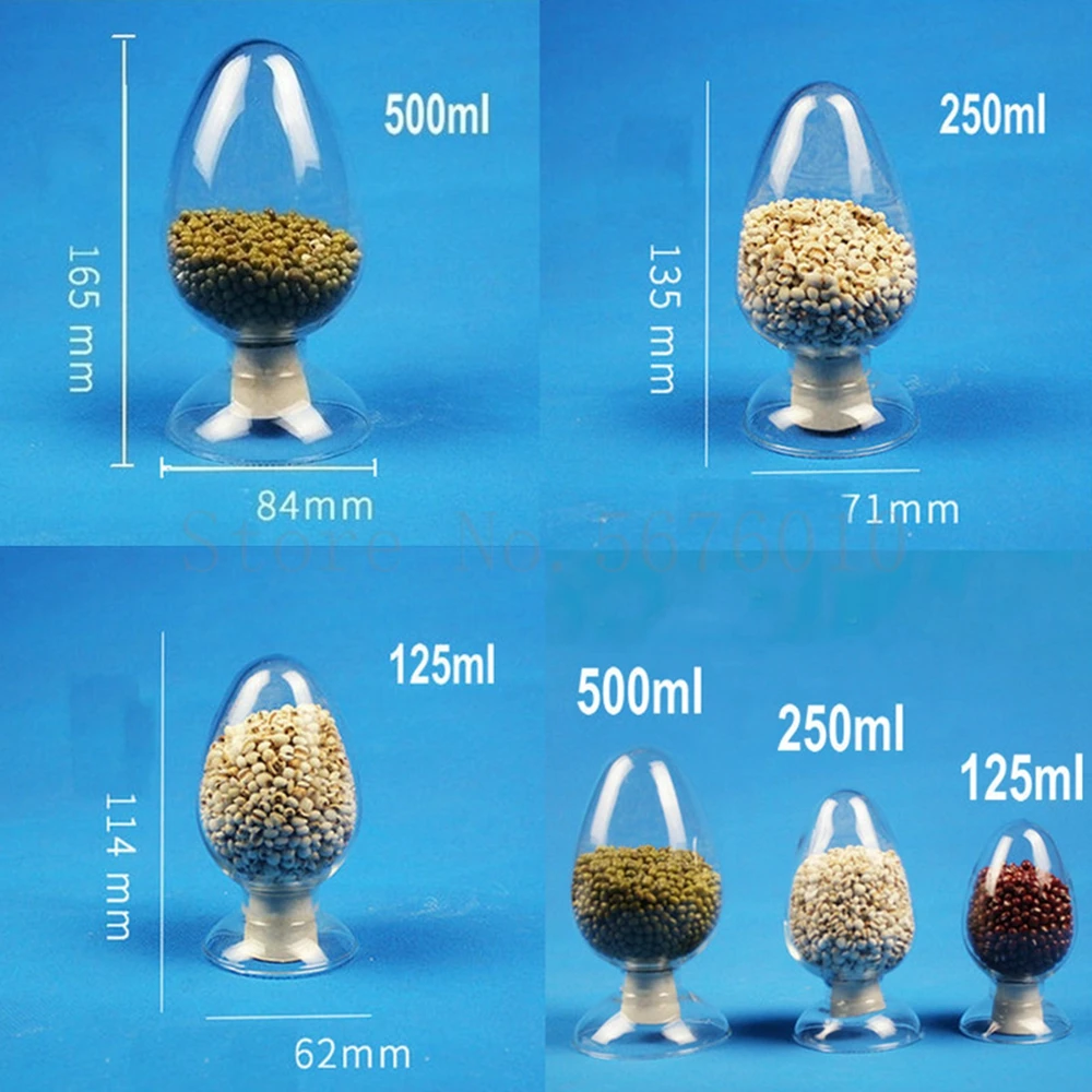 Seed bottle Cone heart bottle thickened glass 125 250 500ml clear chemical sample glass with stopper