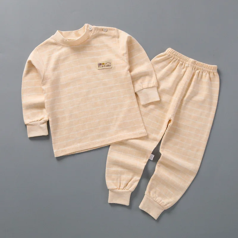 Новинка года; Детский комплект нижнего белья из чесаного хлопка; осенне-зимняя одежда для малышей; детские брюки; комплект одежды для сна для детей