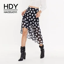 HDY Haoduoyi новые модные летние женские повседневные Простые Женские топы элегантные милые с принтом изящная юбка миди в стиле ампир