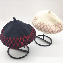 Зимний женский берет из шерсти, новинка, Женская клетчатая шапка с принтом в виде тыквы, берет, шапка gorros