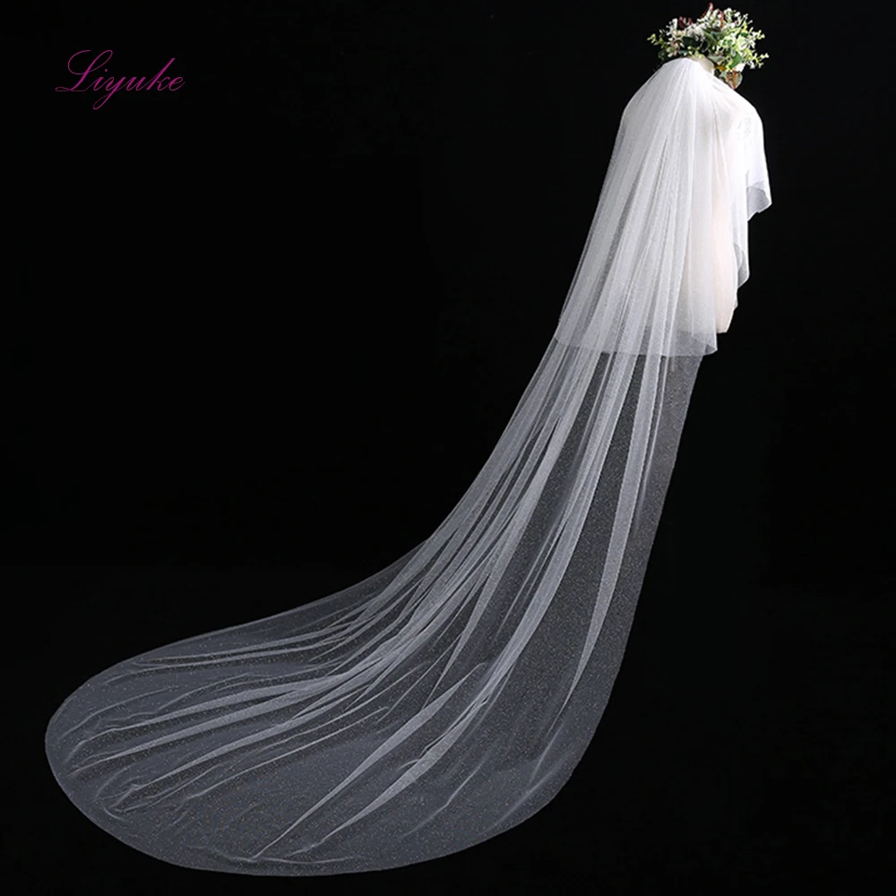 

Liyuke New Simple Veils White Tulle One-Layer Elegant Bridal Without Decoration Beautiful Wedding Veils