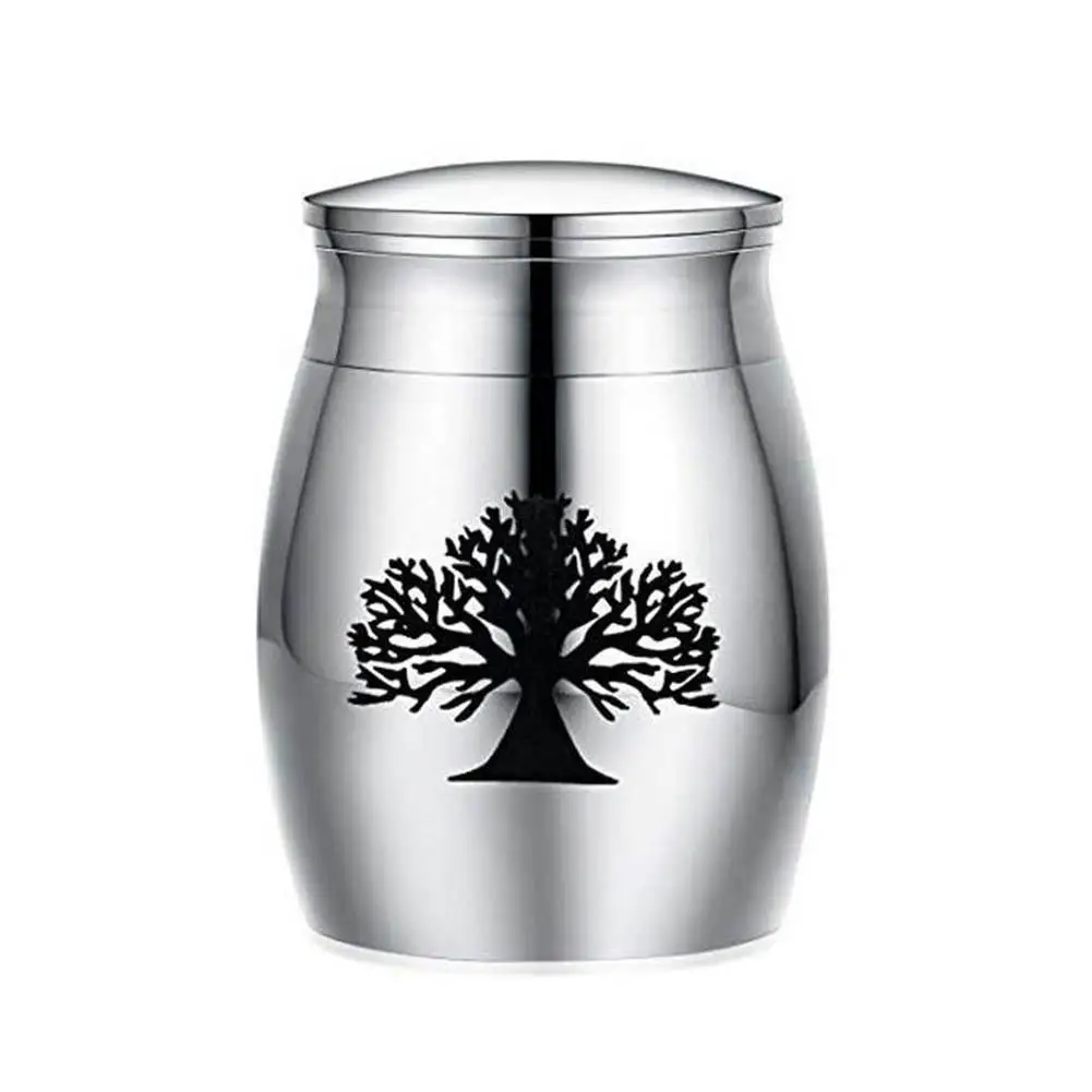 

AsyPets Stainless Steel Funeral Urns with Tree Printing for Pet Dogs Cats Ashes Keepsake Miniature Burial Funeral Urns