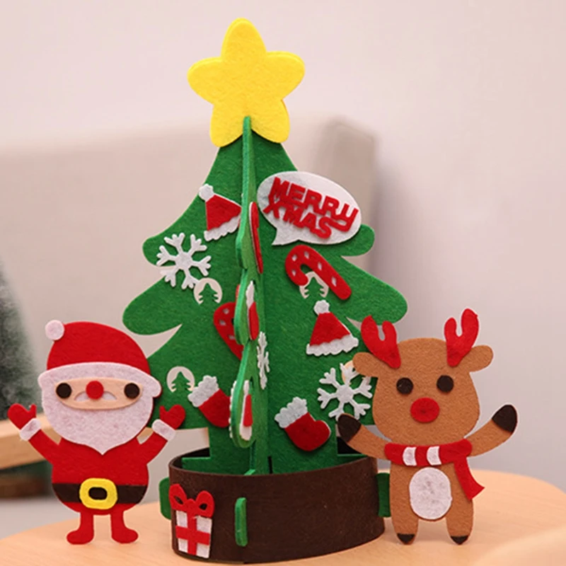 DIY Felt Christmas Tree New Year Gifts Kids Toys Artificial Tree Wall Hanging Ornaments Christmas Decoration for Home
