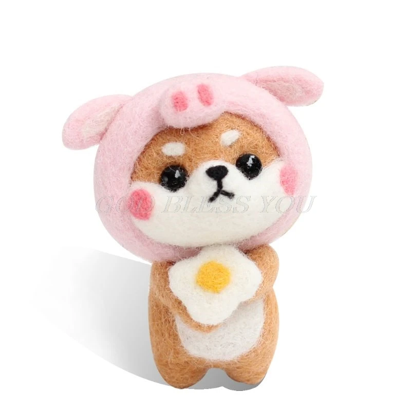 29455 Игрушечная кошка с клубничкой панда Шерсть Войлок ремесло DIY не законченный комплект игрушек ручной работы набор для игольчатого материала пакет - Цвет: 29455