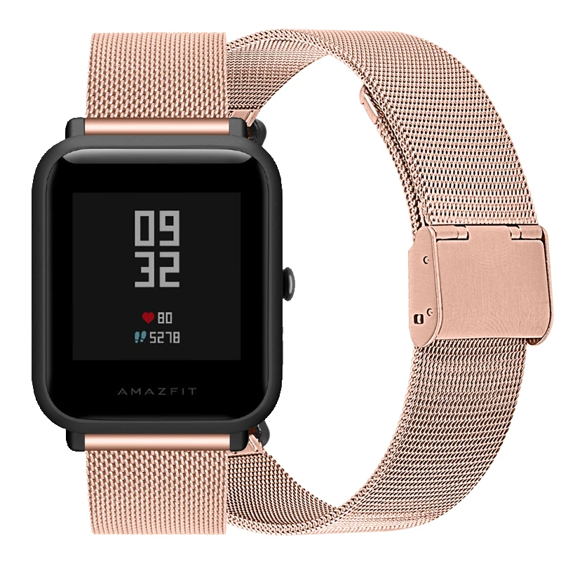 

Snap Button Milanese Metal Watchband For Xiaomi Huami Amazfit Bip GTS GTR 42mm Stainless Steel Watch Band Wristband Strap