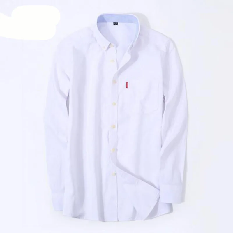white Весенние повседневные однотонные рубашки ярких цветов Camisa, удобные дышащие однобортные рубашки из чистого хлопка Camisa - Цвет: white