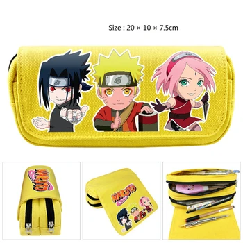 

NARUTO Cosplay Stationery Box Wallet Pencil Case Canvas Zipper High Capacity Double Layer Pen Case Student Lovers Anime Adult