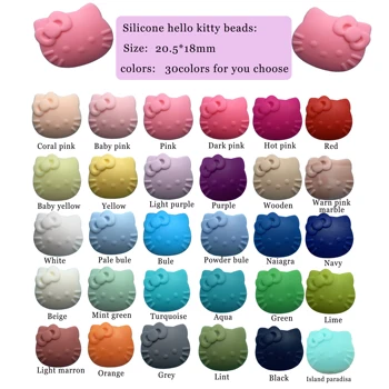 

50pcs New Cartoon Hello Kitty Silicone Teether Beads ,Baby teether silicone Beads for Baby ,BPA free