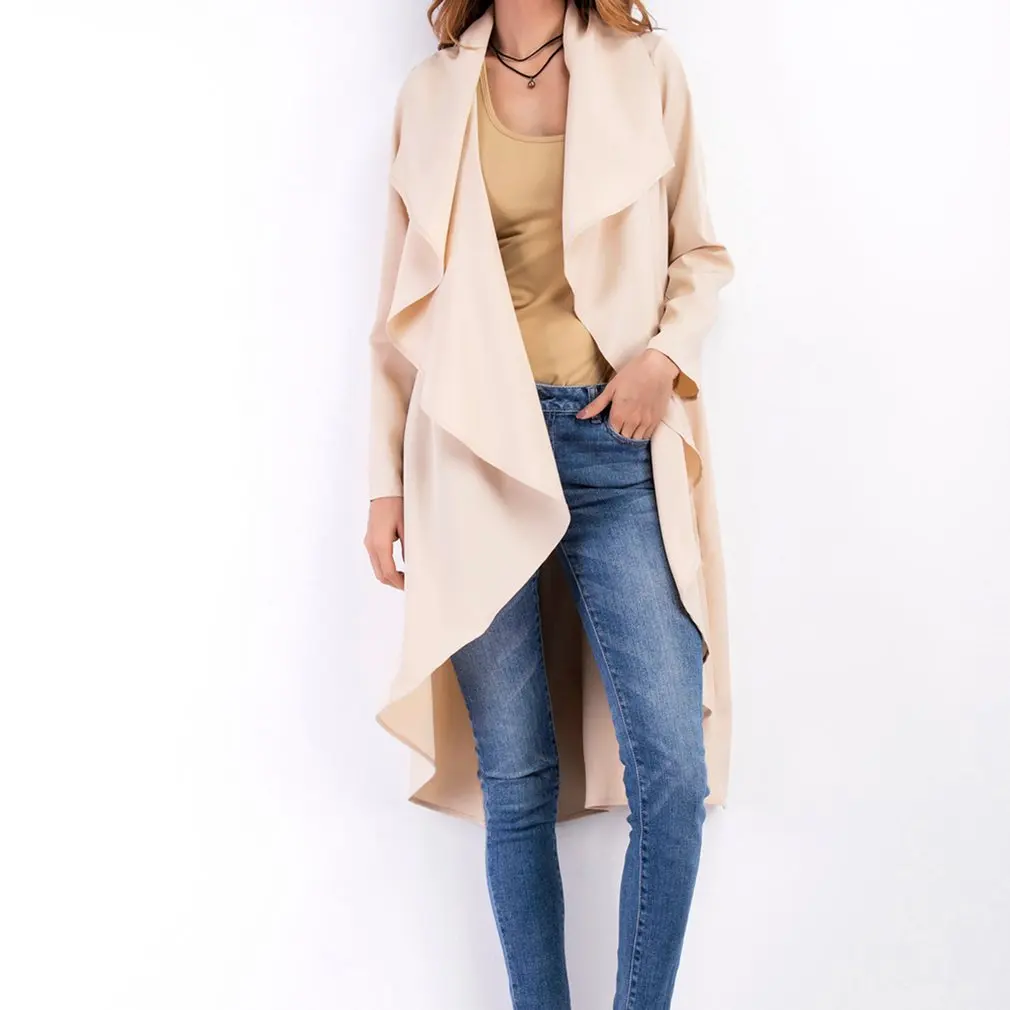 

2018 Women Long Coats Slim Autumn Winter Loose Female Overcoat Long Sleeve Irregular Cardigans Blouse Outerwear Elegant Casaco