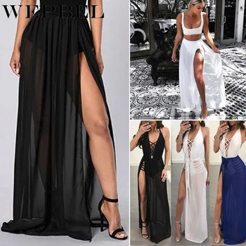 

WEPBEL Ladies Dress Bikini Cover Up New Women Wrap Swimwear Beach Split Maxi Skirt
