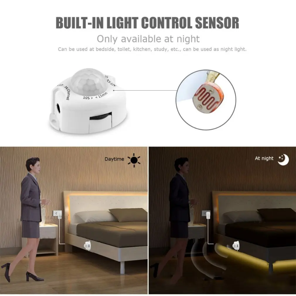 Светодиодная интеллектуальная Сенсорная лампа с 3528 световыми полосками, инфракрасная прикроватная тумбочка для спальни, шкаф, освещение