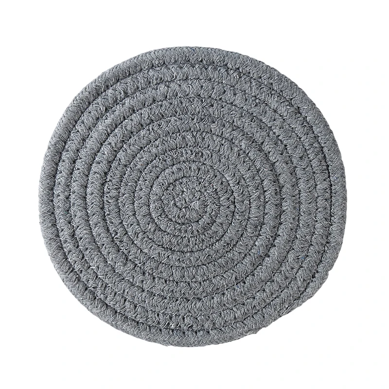 Light gray 1 шт. коврик-подставка для кухонного стола, коврики для кухонного стола из хлопка и льна, коврики для вязания чаши, коврик с подкладкой, изоляционный коврик, круглые салфетки ручной работы - Цвет: Light gray