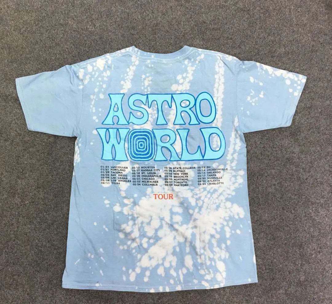 19SS кактус с изображением Трэвиса Скотта Astroworld серповидная Футболка мужская и женская 1:1 галстук высокого качества крашеные хип-хоп футболки