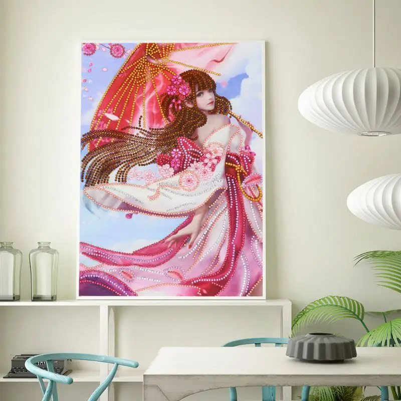

Girl with Umbrella 5D Special Shaped Diamond Painting Embroidery Needlework Rhinestone Crystal Cross Craft Stitch Kit DIY