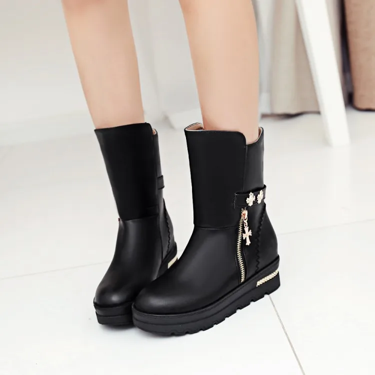 

Big Size 9 10 11 12 boots women shoes ankle boots for women ladies boots shoes woman winter Solid color round head sleeve