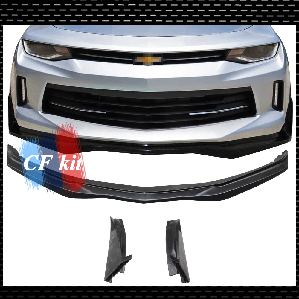3PC PU Front Lip Spoiler For Chevrolet Camaro Bumper Spiltter Body Kits 2016 UP Car Styling | Автомобили и мотоциклы