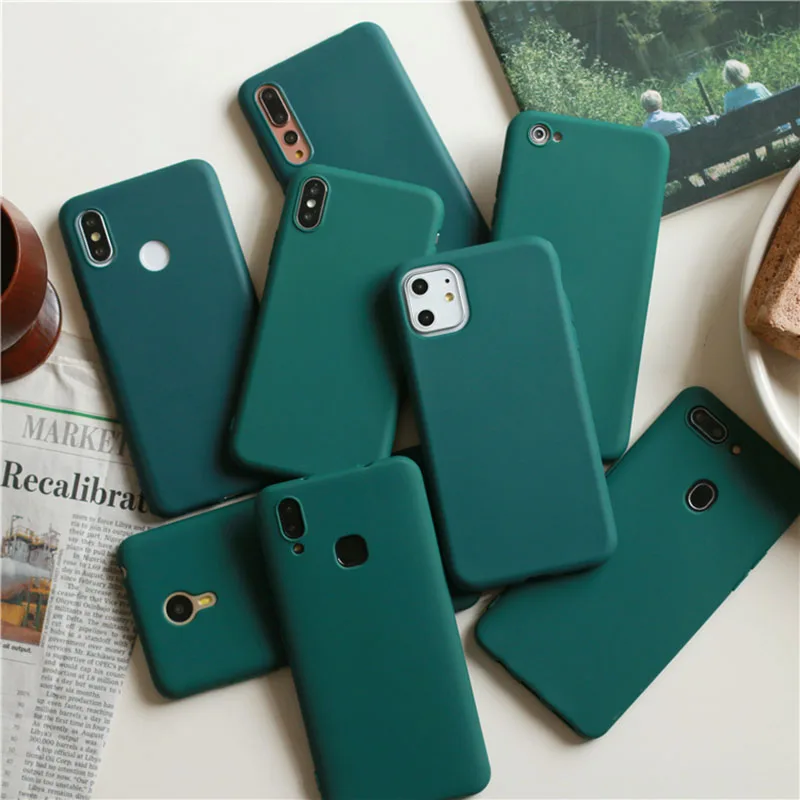 

Dark Green Case For Samsung Galaxy J3 J5 J7 J6 J4 2016 2017 2018 A50 A30 A10 A40 A6 A70 A7 A8 Plus J2 Prime J8 Cover Soft TPU