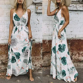 

Women's Maternity Dress Sleeveless Suspender Leaf Print V-Neck Summer Dress for Pregnancy Sundress Boho Long Dress vestidos