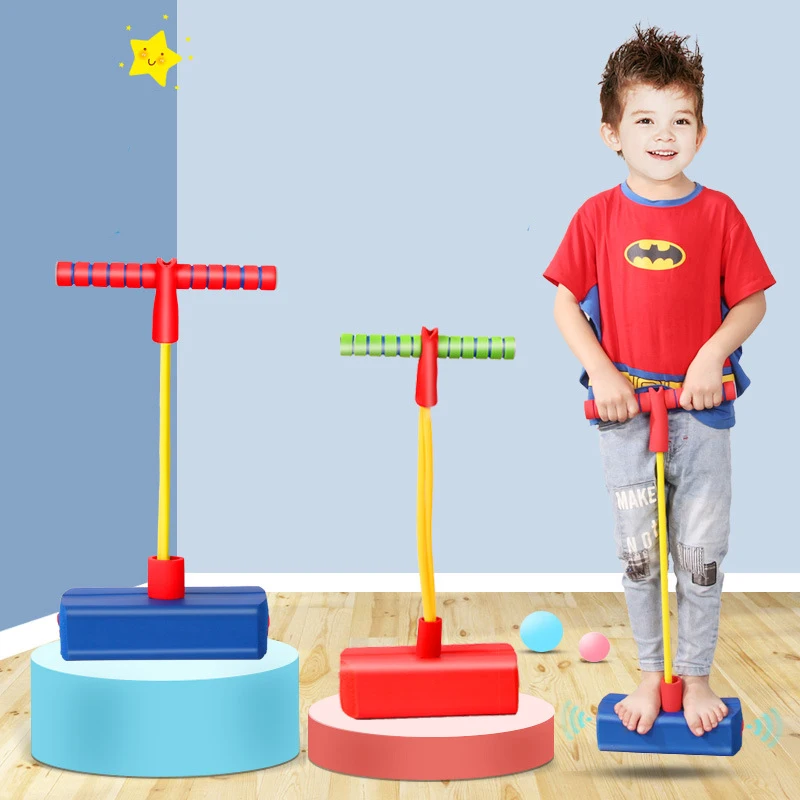 Pink Tickos Children Foam Pogo Jumper Colorful Pogo Stick with Frog Sound Bouncing Toy Best Gifts 