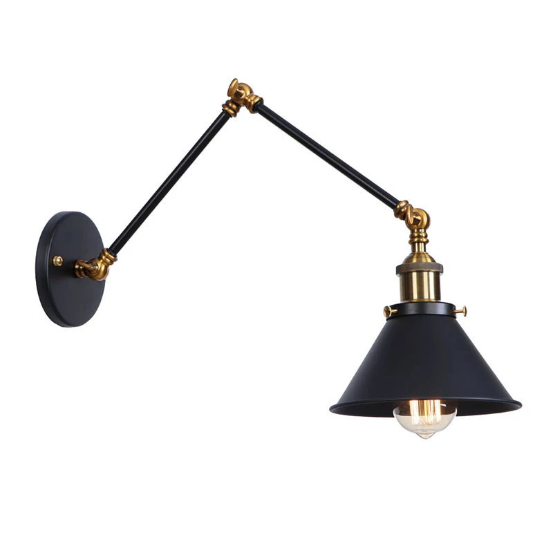 Nordic Black Lamps Adjustbale Iron Light Lanterns Bedroom Bedside Light Study Vintage Wall Light Bra Wall Sconce night lamp for bedroom wall