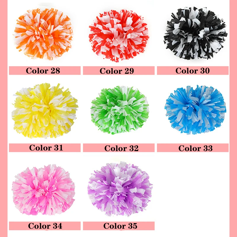 2pcs colorfast no fading cheerleader pom poms cheerleading pompoms Cheering pompom Flower Took Ball Bouquet Plastic Handles