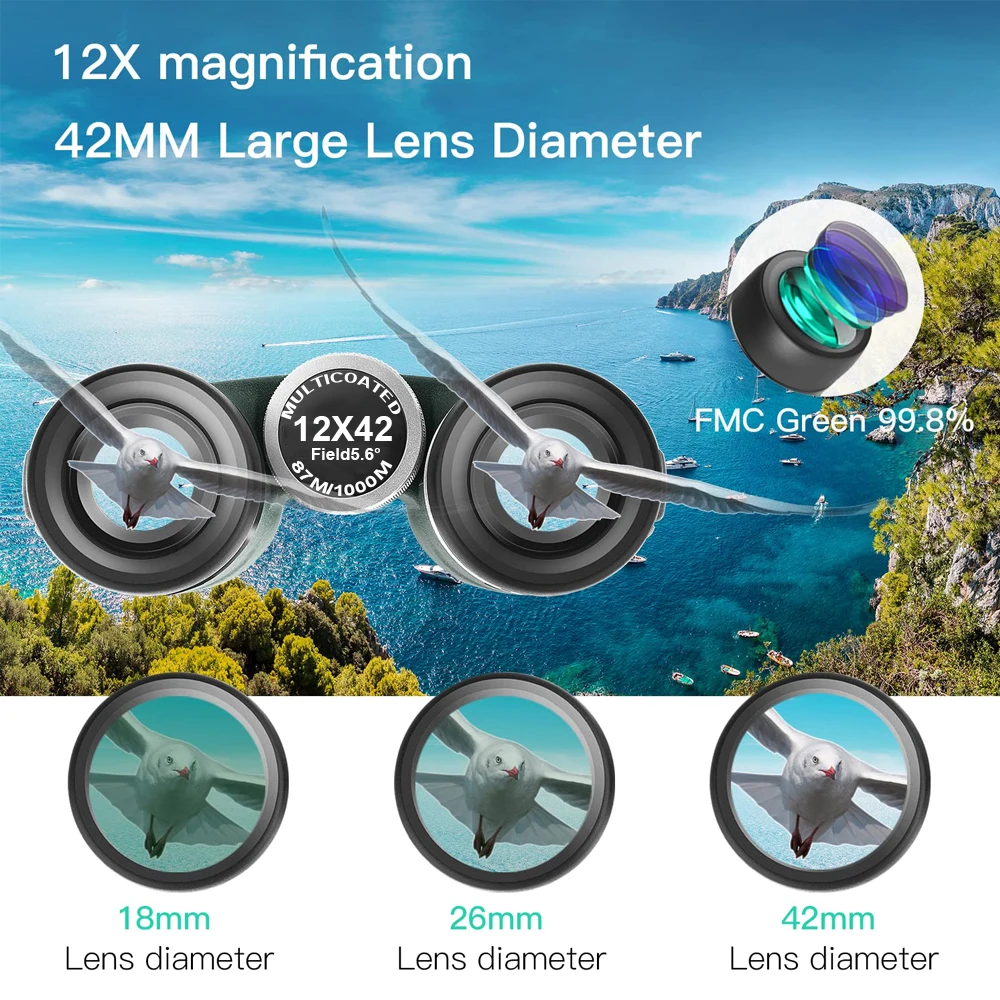 Binóculos de Alta Potência Shimmer Visão Noturna Poderoso Profissional Caça ao ar Livre Telescópio Especial Equipamento de Caça 12x42 hd Telescópio e binóculos 6 visão noturna poderoso profissional caça ao ar