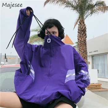 

Jackets Women Oversized Baseball Jacket Womens Harajuku Streetwear Females Outwear Korean Style Zipper Cool All-match Casual New