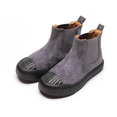 Gray MHYONS/детская одежда из натуральной кожи; нескользящие женские зимние ботинки; детские ботинки; мужская обувь с хлопковой подкладкой; мягкая подошва - Цвет: Gray