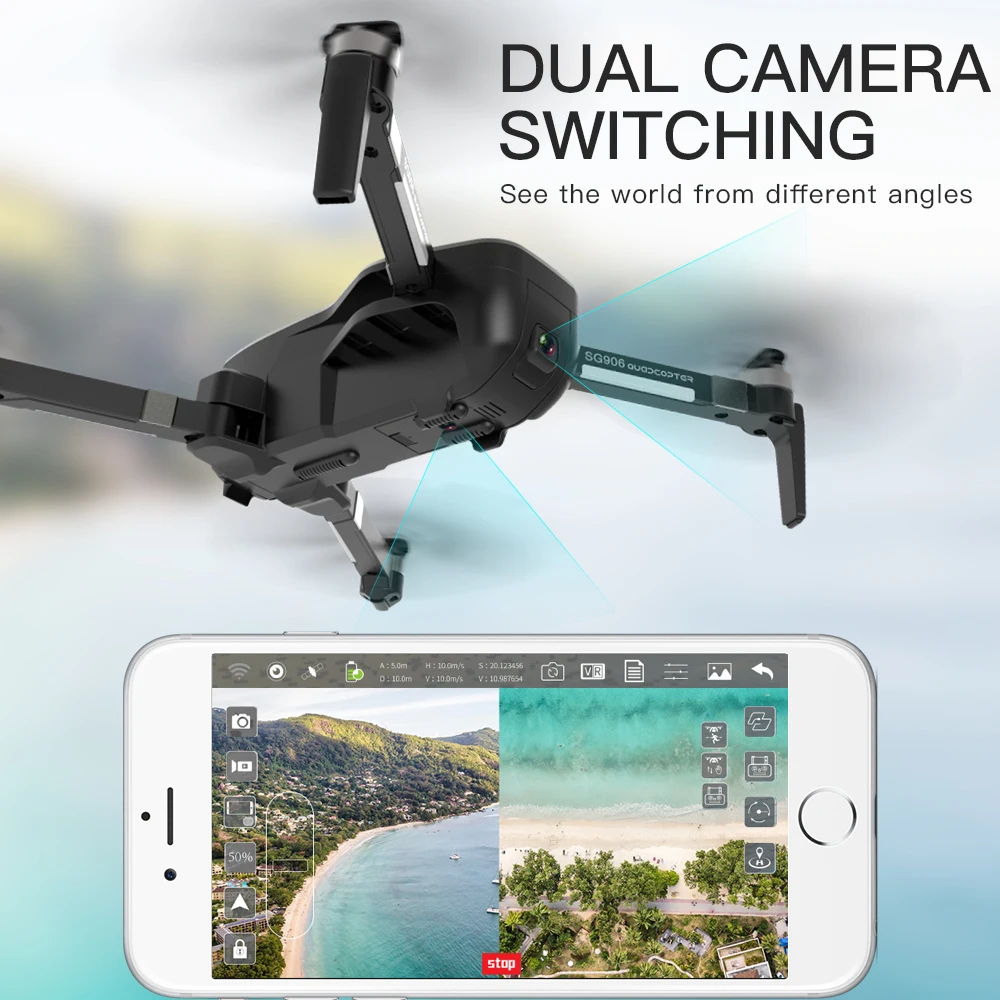 SG906 Profissional GPS Foldable Drone With Camera 4K FPV WiFi Wide Angle Optical Flow Brushless RC