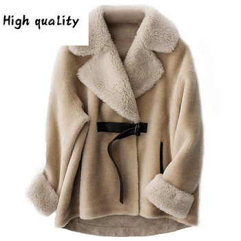 100% de lana de oveja para Mujer, Chaqueta de lana de oveja para otoño e invierno, ropa para Mujer, chaquetas coreanas de piel de cordero, MY3555, 2020