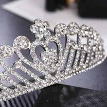 Стиль Европа и Америка головной убор Корона для невесты аксессуары для волос Серебряный Кристалл резинки для волос Свадебные аксессуары