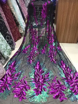 

good quality sequins lace fabric 5yards african net tulle lace fabric beautiful sequins lace fabric for nigerian dress JYSE222