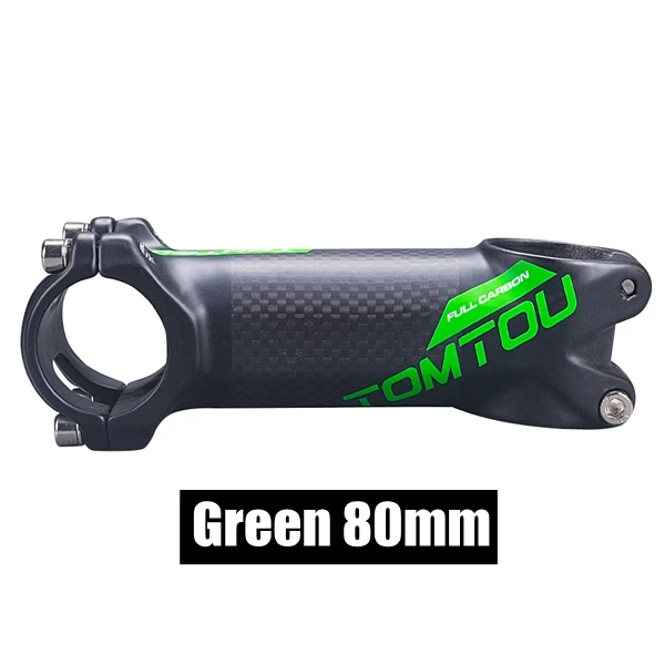 Stem 80MM TOMTOU велосипедный руль для горного велосипеда набор 3K углеродный MTB руль велосипеда+ стержень+ подседельный штырь(смещение 20 мм) зеленый матовый-TG1T23 - Цвет: Stem 80MM