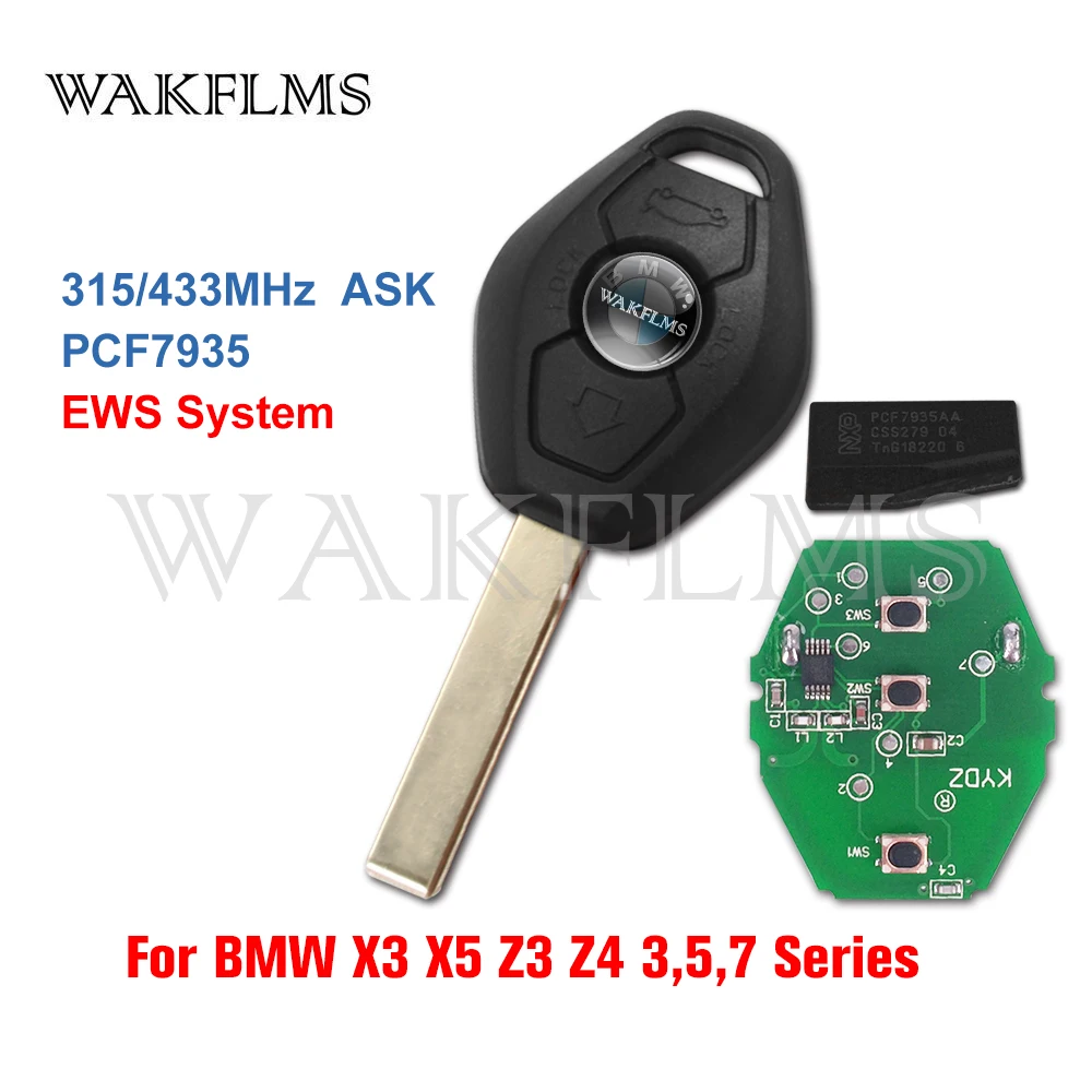 3btns PCF7935 44 чип 315/433 МГц Автомобильный Дистанционный ключ для BMW EWS X3 X5 Z3 Z4 1/3/5/7 серии