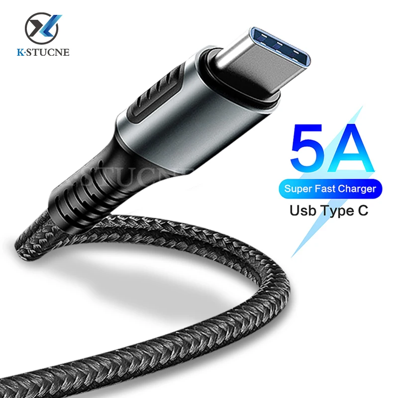 

5A USB Type C Cable For Huawei P20 Lite Honor 20 10 9 Pro 3.1 Fast Charging Data Cord For Xiaomi Redmi Note 8 7 Pro Type-C Cable