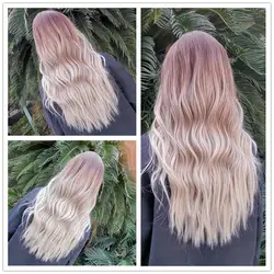 Крошечный LANA женский черный коричневый блондин Омбре парик длинные волнистые термостойкие синтетические волосы средняя часть высокая