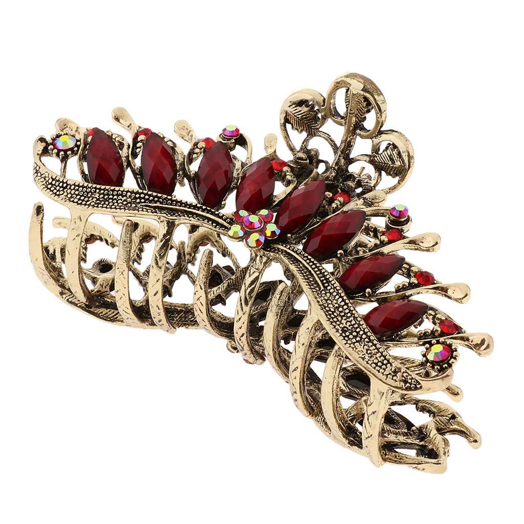 New Style Multi-color Rhinestone Crystals Metal Alloy Flower Hair Claws Clips Pins