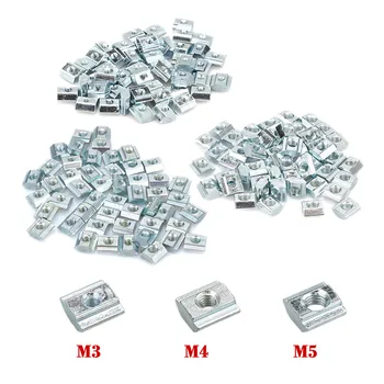 

50Pcs 20 Series M3 M4 M5 Slot T-nut Sliding Nut for 2020 Profile Slot T Nut Aluminum Extrusions Furniture Hardware Repair Tool