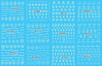 

Wholesale12sheet/Set Trademark Logo LV Letter Black/White Large Water Sticker Designs Nail Art Stickers Decals Water Tattoos