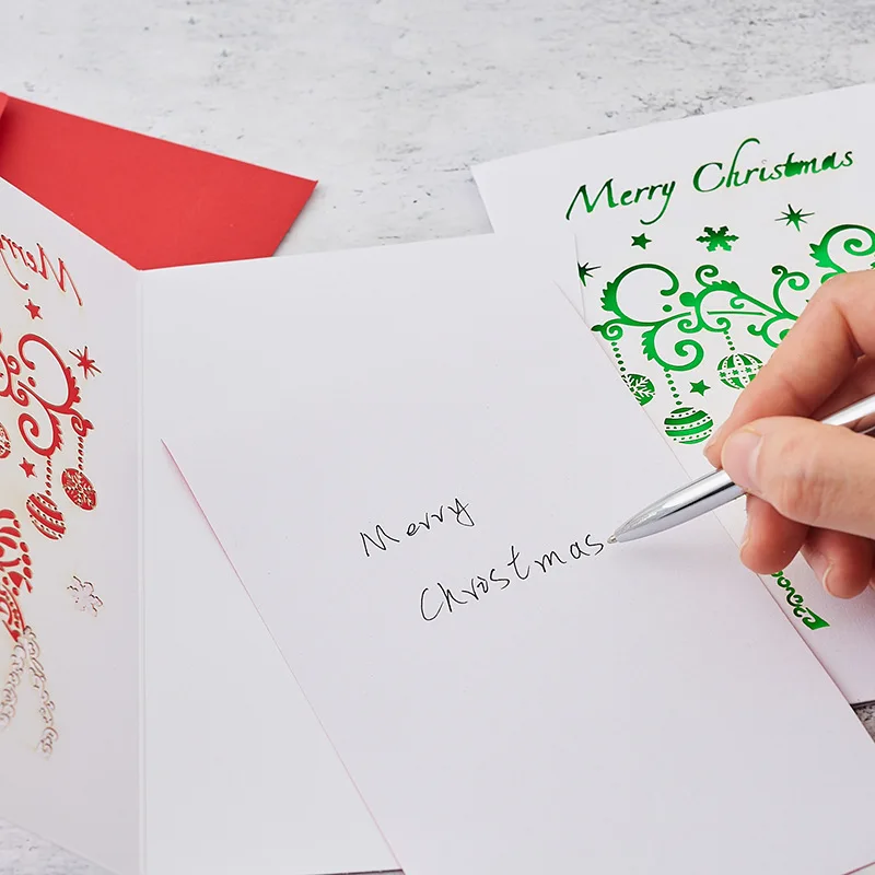 Мультфильм Счастливого Рождества поздравительная открытка Милый лось Снежинка и Рождественская елка узор сложенный подарок карты с конвертом наклейки