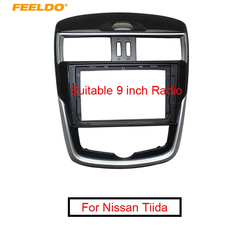 FEELDO Car Stereo Fascia Frame For Nissan Tiida 2011- 9" Big Screen 2DIN Radio Plate Panel Dashboard Mount#5022
