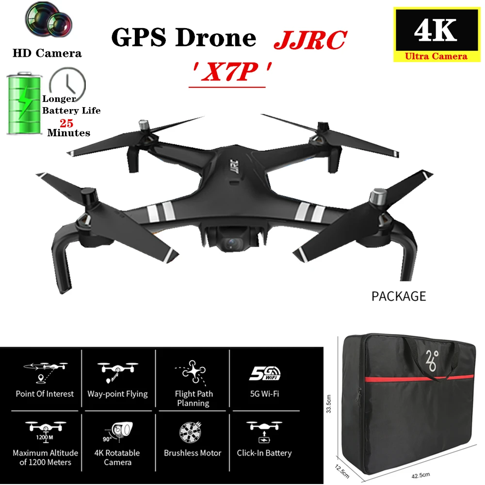 Радиоуправляемый Дрон JJRC X7P gps Дроны с 5G WiFi 4k HD камерой gps бесщеточный Квадрокоптер Fly 25 Mins время Вертолет игрушка VS X9
