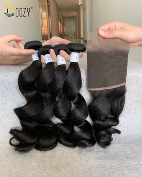

Doozy Hair Peruvian Hair Loose Wave 4 Bundles With Frontal Human Virgin Hair