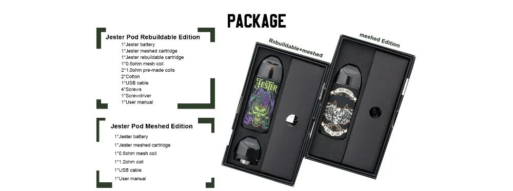 Original Vapefly Jester Meshed kit Rebuildable Pod System vape pen with 1000mAh 2ml Drip Cartridge Mesh Coil E-Cigarette Vape (15)